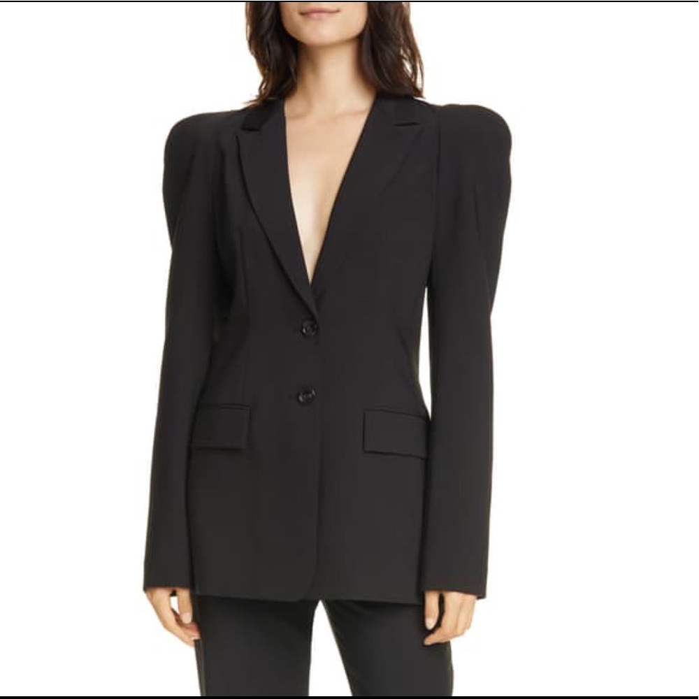 TIBI Padded Puff Shoulders Sleeves Tropical Blazer